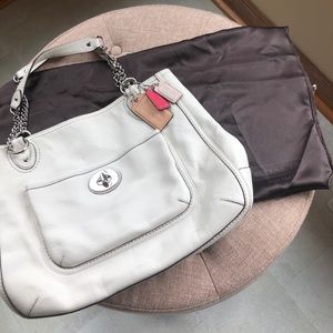 Coach white handbag with original protective bag